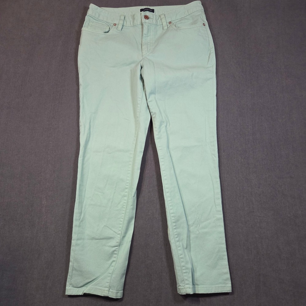 Lands End Chino Pants Womens 8 Mint Green Fit 2 Straight Leg Stretch Cotton